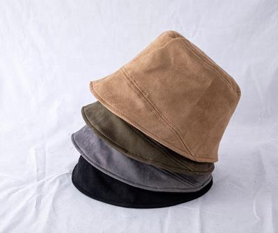 China 2021 New Arrival Fashion Style New Style Suede Fisherman Hat Women Autumn And Winter Solid Color Bucket Hat for sale