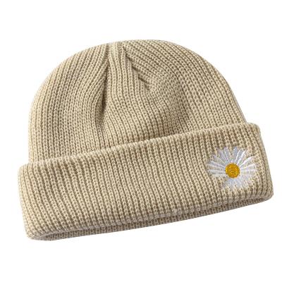 China Amazon COMMON Popular Wool Ins Cute And Cute Autumn And Winter Small Daisy All-match Sweet Baotou Girls Knitted Hat for sale