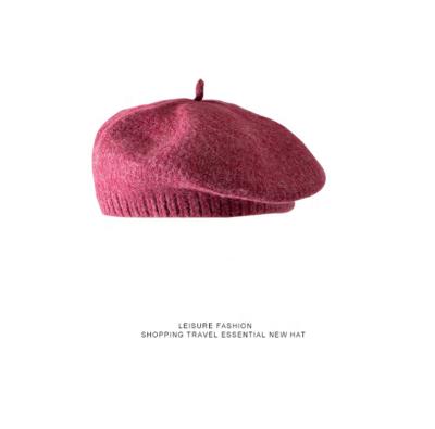 China COMMON 2021 Sample Beret Free Korean Style Autumn And Winter Retro Wild Female British Painter Knitted Hat for sale