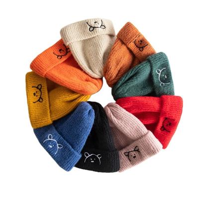 China Picture 9 Colors Autumn And Winter Men And Children's Women's Baby Cartoon Bear Knitted Hearing Protection Children's Warm Wool Hat for sale