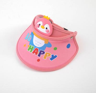 China Summer Kids Thin Sun Protection Yellow Pink Colorful Animal Cute Penguins Picture No UV Top Wide Brim Girls Sun Hat Baby for sale