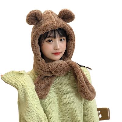 China Autumn And Winter New Style Cute Women'S Rabbit Neck Rabbit Ears COMMON Japanese Thermal Hat Plush Warm Hat for sale