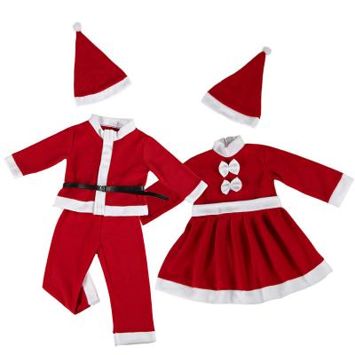 China Red Santa Claus Costume Toddler Kids Baby Girls Christmas Clothes Costume Party Dress Set Polyester For Children Gift New Year Clothes for sale