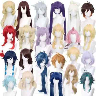 China Work Ether Impact Genshin Heat Resistant Amber Cosplay Wigs Synthetic Hair Venti Keqing Barbara Diluc Kaeya Noelle Traveler Lumine Synthetic Hair for sale