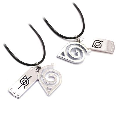 China wholesale CLASSIC Konoha Logo Uzumaki Pendant Leather Rope Ninja Cosplay Anime Necklace Kunai Shuriken Sting Weapon Jewelry for sale