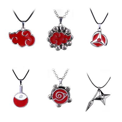 China Red Metal Anime Product Konoha Akatsuki Cloud Pendant Kakashi Round Eye Logo Necklace for sale