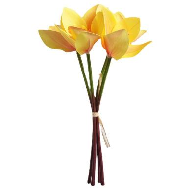 China Latex Flower Orchid Flower Bouquet 3 D Latex Cymbidium Hand Bouquet Flower Artificial Home Decorative Orchid Flower for sale