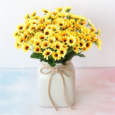 China Wholesale Artificial Silk Flower 24 Heads Silk Flowers Mini Sunflower Artificial Bouquet For Table Home Decor for sale