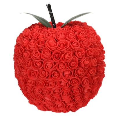 China Red Rose Flower Apple PE Foam Rose Flower Preserved Apple For Christmas Gifts for sale