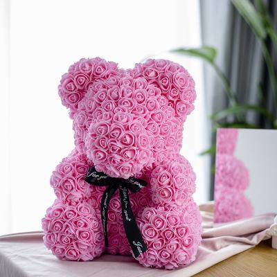 China Rose Bear Best Gifts 40cm 40CM PE Rose Bear Artificial Rose With Box For Valentines Day for sale