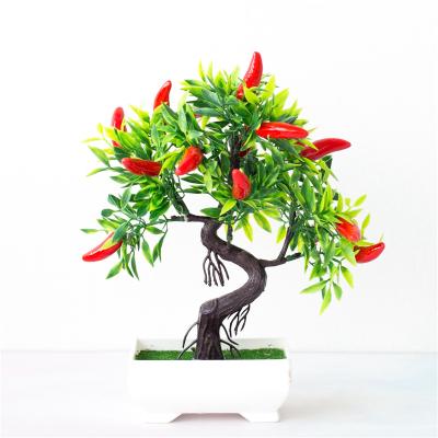 China Direct Plant Simulation Fake Flower Potted Chili Fruit Tree Artificial Chili Fruit Bonsai Tree For Home Decoration Flower Arrangement for sale