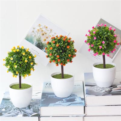 China Artificial Decorative Bonsai Rose Bouquet Simulation Fake Flower Plant Bonsai Flower Rosebud Rosebud Artificial Direct Flower Plastic Single Fork for sale