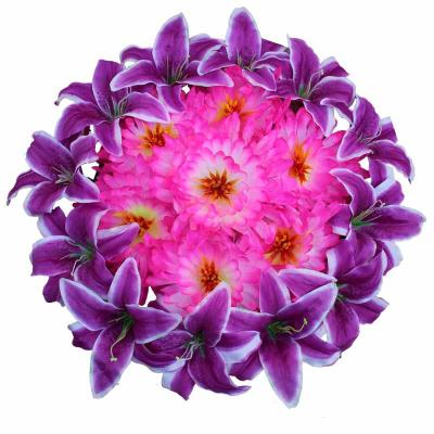 China Eco-friendly Cemetery Decorative Flower Lily Flower Artificial Purple Flower Braid For Funeral Arrangement for sale