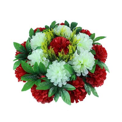 China Eco-friendly Sacrifice Flowers Cheap Artificial Silk Chrysanthemum Flower Funeral Garland For Grave for sale