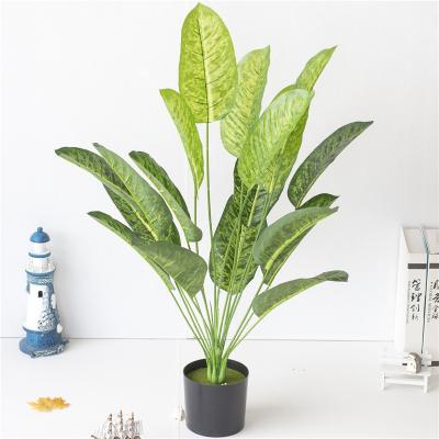 China Artificial Plant Leaves Greenery Wholesale Potted Plants Rohdea Artificial Leaves Evergreen Plants For Home Decor for sale