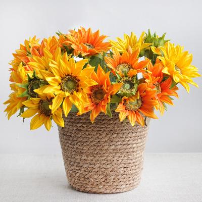 China Wholesale Group Wedding Flower Bouquet Artificial Flower PU Sunflower Bouquet Artificial Flower Wedding For Decor for sale