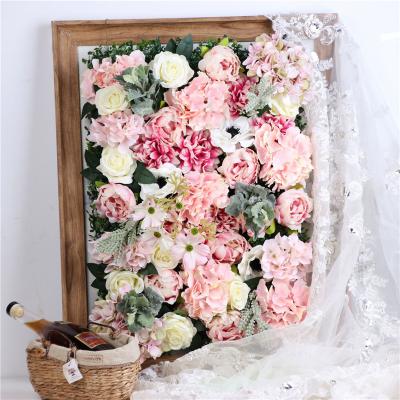 China Flower Wall Rose Peony Flower Wall Rose Panels Silk Flower Wall Artificial to Wedding Decorative Wall for sale