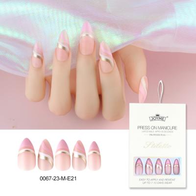 China Easy Apply NEWAIR Nail Art Supplies Full Cover High Quality Almond False Nail Tips Glitter Design Nail Press On Nails for sale