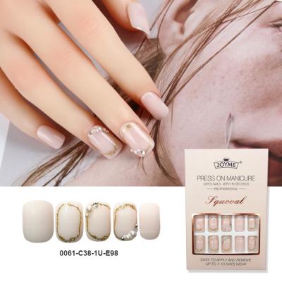 China Easy Apply NEWAIR Private Label Glitter Short Square Nail Tip Full Design Cover Artificial Nails Press On Removable Nail Head for sale