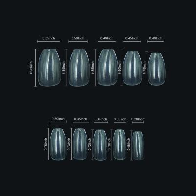 China Professional natural design coffin shape acrylic fake gel nail tips for salon for sale