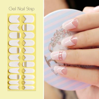 China Easily Apply Fashionable JOYME Design Nail Strip Full Cover Nail Wrap Self Adhesive Cheap Nail Sticker 2D Durable Nail Art Sticker for sale