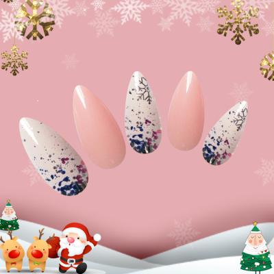 China DIY Nail Art NEWAIR 24pcs/box Full Cover Almond False Nail Tips Metallic Shiny Customize Christmas Nail Decoration Manicure Tip for sale