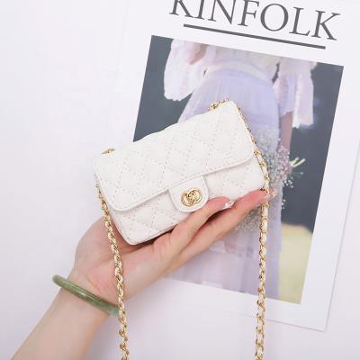 China Fashion \ comfortable \ durable mini waist lipstick bags H8261# pinch for girls stitched round cross - body bags with chain for sale