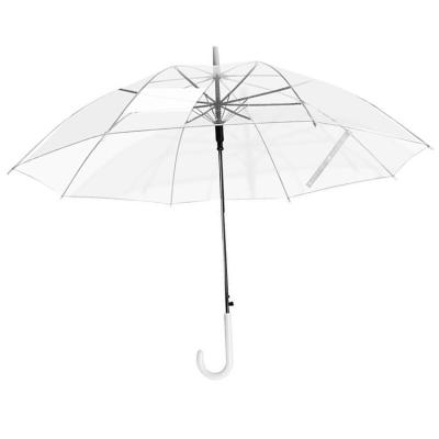 China 23 Inch Contemporary Transparent Clear Plastic Handle POE White Umbrella for sale