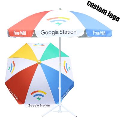 China OEM Logo Printed Large Size Outdoor Parasol Contemporary Custom Beach Umbrella for sale