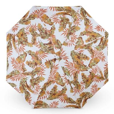 China Vintage Contemporary Custom Style Wooden Floral Pattern Large Pole Beach Umbrella With Fringe for sale