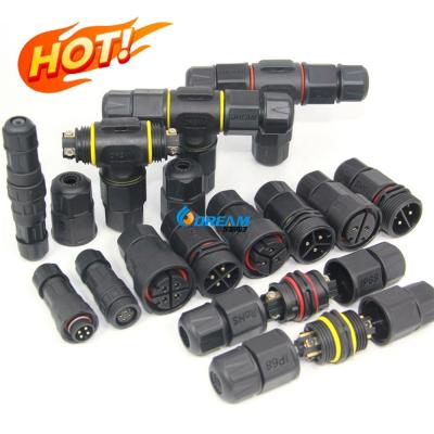 China 3 Pin Waterproof Electrical Cable Wire Connector IP68 Outdoor Plug Socket for sale