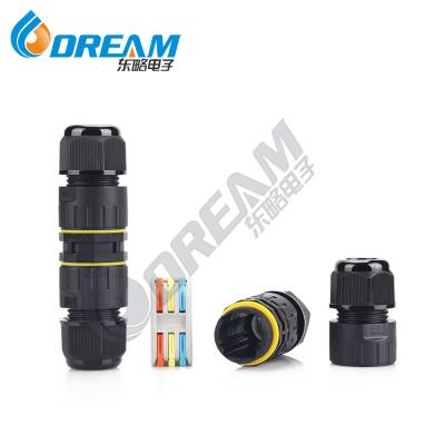 China 3 pin elektrische kabel draad connector Ip68 waterdicht voor outdoor junction box Te koop