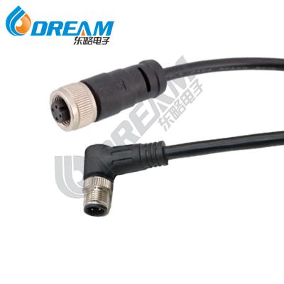 China M12 Connector 4 Pin Wiring A Code Shiled Right Angle Female Plug Screw-Joint Unshielded Waterproof for sale