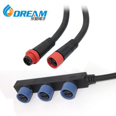 China 2 Way M15 IP67 Conector a prueba de agua Caja 2 Poles de alambre y cable de 2 pines para proyectos de instalación luces LED exteriores en el área del cable en venta