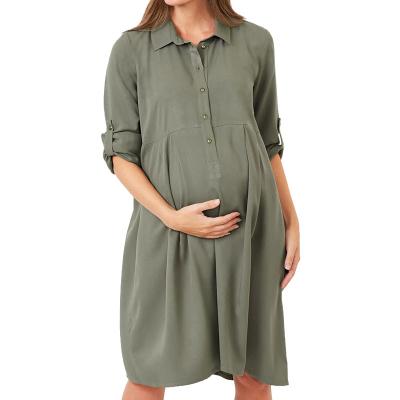 China 2022 Latest Anti Allergy Pregnant Women Clothing Button Placket Dress Nursing Maternity Dress for sale