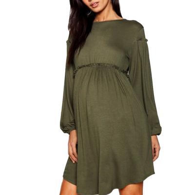 China Custom Elegant Pregnant Casual Pregnancy Clothes Viable Long Sleeve Maternity Dress Lady Clothing For Women for sale