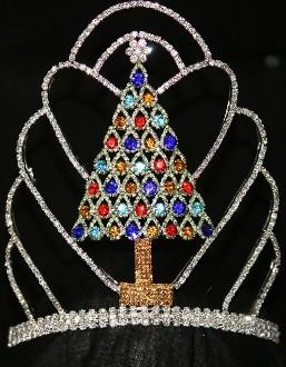 China Christamas tree pageant crowns custom logo tall pageant tiaras wholesale pageant crowns supplier manufactuer pai crown for sale