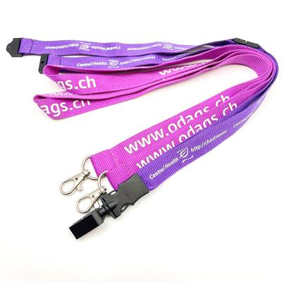 China Casual Woven Dye-Sublimation Neck Polyester Lanyard Fashion Design Custom Double Sided Key Lanyard Free Promotional for sale