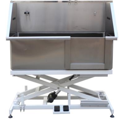 China BTS-142E Stainless Steel Stocked Around Cornered Electric Lift Pet Bathtub for sale