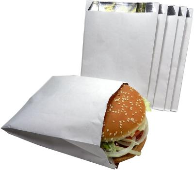 China Biodegradable Greaseproof Sharp Bottom BBQ Fried Packaging Food Delivery Aluminum Foil Lined Paper Bag For Chicken Hot Dog for sale