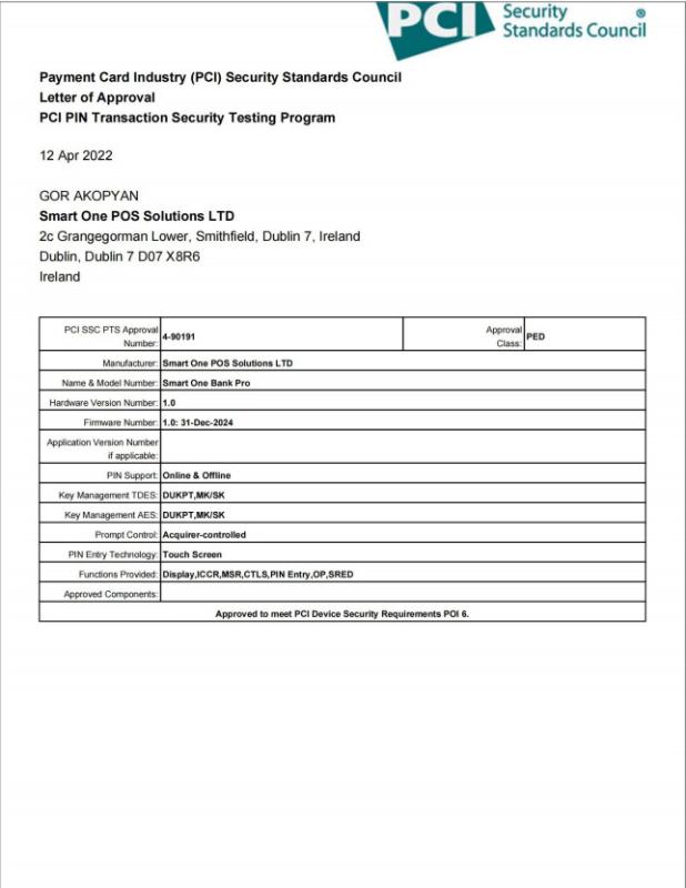 PCI PTS 6.0 - Shenzhen XZY Tech. & Deve. Co., Ltd.