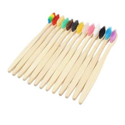 China Custom Round Handle Hotel Disposable Environmental Friendly Bamboo Toothbrush for sale