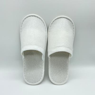 China Disposable Slipper Eco-friendly Terry Indoor Hotel Slippers Custom Nice Quality Anti-odor Logo White for sale