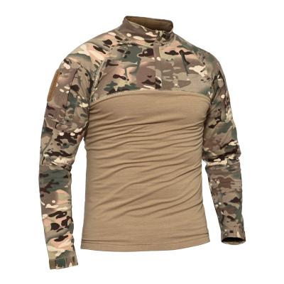 China Anti-Wrinkle Mens Tactical Military Shirts 1/4 Zipper Long Sleeve Shirt With Pockets for sale