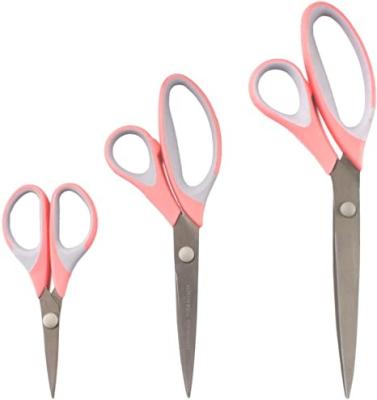 China Factory direct fast and sharp blades sharp shears with softgrip fabric scissors set of 3 pcs multipurpose scissors set for craft sewing office for sale