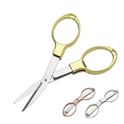 China High Quality Small Purpose Multi Portable Pocket Travel Folding Scissors Mini Folding Scissors With Gold Plating Handle for sale