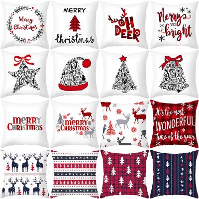 China Non-Toxic Santa Claus Cute Printed Pillow Case Sofa Cushion Cover Cases Christmas Merry Christmas Pillow Cases Decoration for Home for sale