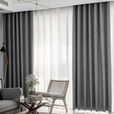 China Blackout Brown Cafe Gray Color Polyester Fabric Bed Room Curtain Fabric Home And Hotel Blackout 100% Linen Curtains for sale