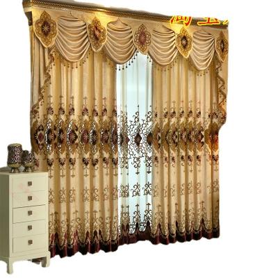 China Luxury Blackout European Style Blackout Embroidery Security Light Curtain With Valance for sale