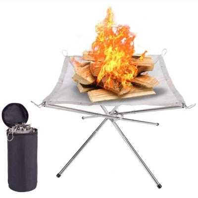 China Portable Fire Pit Outdoor Extra Large - 22 Inch Steel Mesh Fireplace Perfect Collapse Height Adjustable Design New for Camping, Backyard for sale